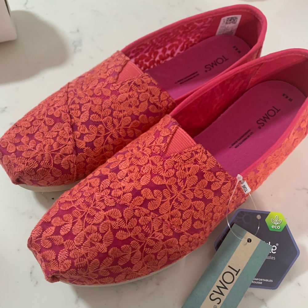 TOMS Alpargata botanical rose fuchsia lace